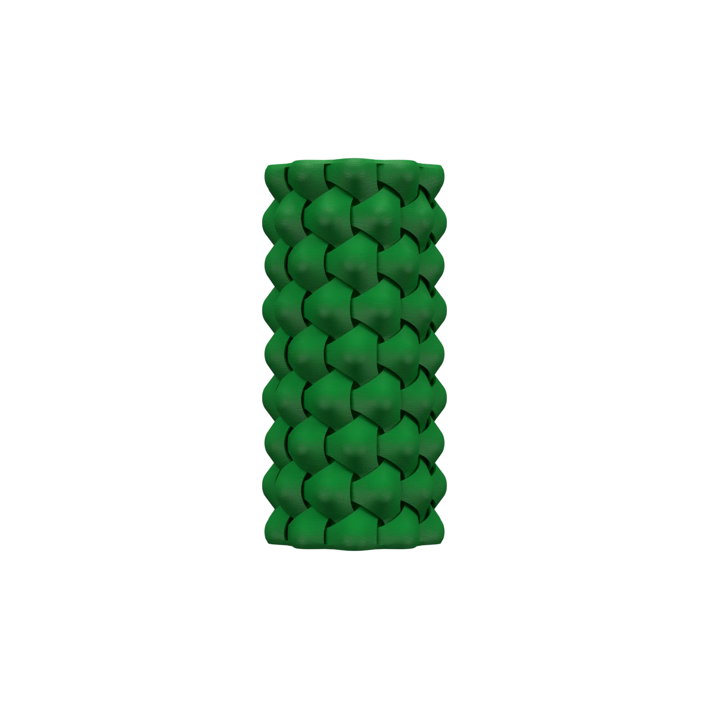 Vase cylindrique vert foncé avec surface tressée en relief, design moderne et étanche.
