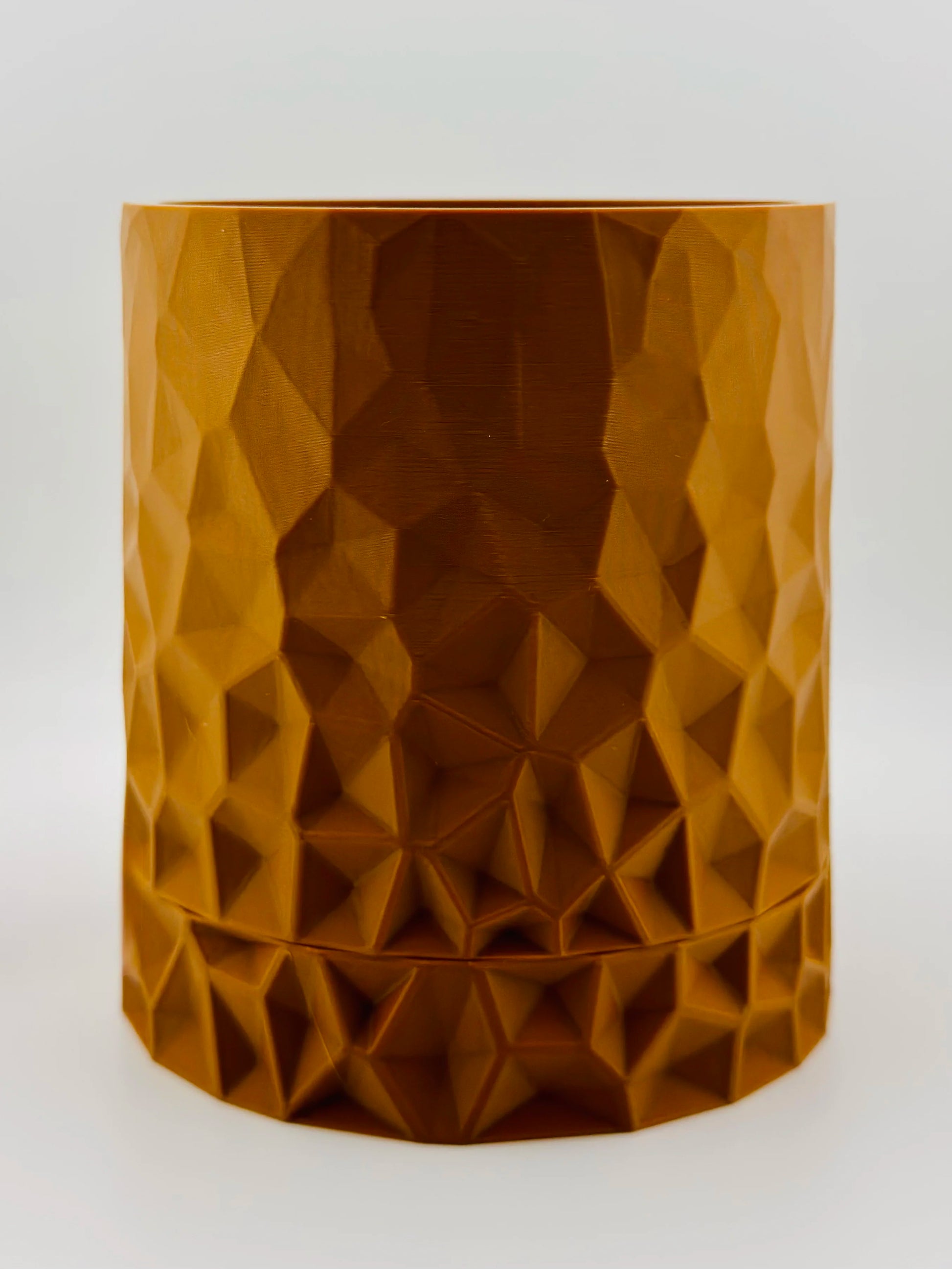 Pot Voronoi avec sous-pot vissé – Cache-pot design étanche - Cache-pot sculptural orange, design géométrique contemporain avec texture organique facettée. - Anthracite